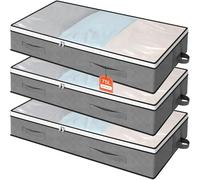 AiQInu 3 Set Cajas Almacenaje Ropa 75L, Plegables Bajo Cama Bolsas para Guardar Ropa con Cremallera Ventana Transparente, Cama Organizador Armario para Ropa Mantas Edredones