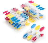 AiQInu 30 Piezas Pinzas para Ropa, Plástico Pinzas con Silicona Antideslizante, Multicolor Clips No Deja Marcas para Ropa Interior Pantalones Camisetas Calcetines