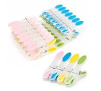 AiQInu 30 Piezas Pinzas para Ropa, Plástico Pinzas con Silicona Antideslizante, Multicolor Clips No Deja Marcas para Ropa Interior Pantalones Camisetas Calcetines
