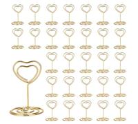 AiQInu 30 Piezas Sujetacarteles en Forma de Corazón Dorado de Acero Inoxidable, Clip para Menú, Clip Foto para Boda, Fiesta, Oficina