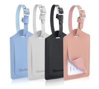 AiQInu 4 Piezas Identificador de Maletas, Etiqueta Maleta Viaje Cuero de PU, Identificador Maletas Viaje con Etiqueta de Nombre, Luggage Tag para Evitar Pérdida de Bolsas y Maletas