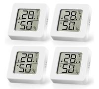 AiQInu 4 Piezas Mini Termometro Higrometro, Digital Higrómetro Interior, Magnético Termohigrometro Alta Precisión, Medidor de Temperatura para Hogar Oficina Dormitorio Jardín