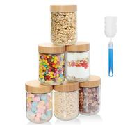 AiQInu 6 Pack Overnight Oats Jar 16oz/480ml, Vasos Yogurtera con Tapa, Herméticos, Aptos Lavavajillas, Tarros de Cristal con tapa para Batido, Mermelada, Especias, Preparación de Comidas