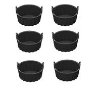 AiQInu 6 Piezas Moldes Magdalenas, Moldes Silicona Airfryer, Sin BPA, Reutilizable Molde Muffins, Antiadherente, Molde Silicona Air Fryer para Muffins Pasteles Tartaletas