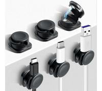 AiQInu 6 Piezas Sujeta Cables Adhesivo, Magnético Clips para Cables, Cable Organizer Escritorio Magnetic Cord Holder para Cable de Carga USB