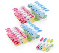 AiQInu 60 Piezas Pinzas para Ropa, Plástico Pinzas con Silicona Antideslizante, Multicolor Clips No Deja Marcas para Ropa Interior Pantalones Camisetas Calcetines