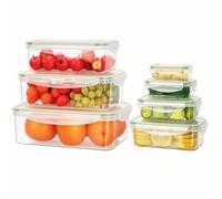 AiQInu 7 Piezas Herméticos, Recipientes para Conservar Alimentos de Plástico PP con Tapa, Apilables sin BPA, A prueba de Fugas para Cocina, Nevera y Microondas