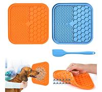AiQInu Alfombrilla para Lamer Perros con Ventosa,2 Piezas Lick Mat para Perros y Gatos sin BPA con 1 Espátula de Silicona,Super Ventosas para Bañarse,Arreglarse,Entrenar y Cuidado de Las Garras
