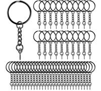 AiQInu Anillas Llaveros 25mm con Cadena y Perno, 50 Piezas | Argollas con Anillas Abiertas, Para Organizar Llaves, Manualidades y Bricolaje