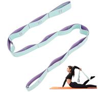 AiQInu Banda de Estiramiento de Yoga, Ajustable Stretch Bandas con 11 Anillos, Bandas Elasticas Fitness para Pilates, Yoga, Latino, Gimnasia