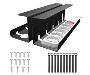 AiQInu Bandeja Organizador Cables Escritorio Juego de 2, con Accessori, Recoge Cables Mesa Escritorio, Accesorios para Almacenar y Esconder Cables, Regleta de Soporte para Oficina