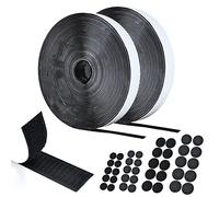 AIQInu Belcro Adhesivo Doble Cara,10M Hook y Loop Auto Adhesivo con 20 Pares de Adhesivo Redondo,20mm Ancho Reutilizable Nylon Doble Cinta Cara Extra Fuerte para Oficina,Doméstica,Bricolaje