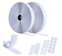 AIQInu Belcro Adhesivo Doble Cara,10M Hook y Loop Auto Adhesivo con 20 Pares de Adhesivo Redondo,20mm Ancho Reutilizable Nylon Doble Cinta Cara Extra Fuerte para Oficina,Doméstica,Bricolaje