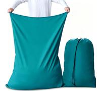 AiQInu Bolsa de Lavandería Plegable, 2 Unidades Grandes Bolsas de Ropa con Cordón, Organizador Material Antidesgarros para Cuarto de Lavado Cocina Dormitorio Hotel de Viaje 70 x 115cm