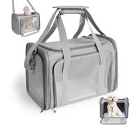 AiQInu Bolsa de Transporte para Perro Gato, Plegable Mochila para gatos con Correa de Hombro Ajustable, Bolso para Perro Gato Capacidad de Carga 3-6kg, para Mediano Pequeño Perro Gato Mascotas en Avió
