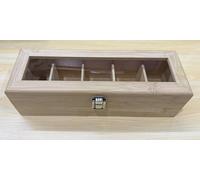 AiQInu Caja de Té, Caja Infusiones con 5 Compartimentos, Organizador de Té, Bambú, Gran Capacidad para 85 Sobres de Seco, Cajas de Madera de Regalo con Ventana, Antihumedad, Color Madera Natural
