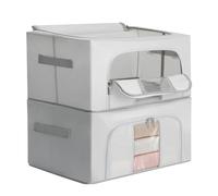AiQInu Cajas Almacenaje Ropa 2 Unidades 24L Plegables con Marco Metálico, Organizador Armario Ropa para Dormitorio, Cajón Plegable Impermeable para Estantería, Bolsas Guardar Ropa