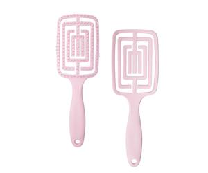 AiQInu cepillo pelo, cepillo pelo antitirones, ventilado para mujeres y hombres, cepillo curvado para cabello húmedo y seco, rizado y liso (rosa)