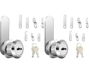 AiQInu Cerradura Buzon 20 mm, Cerradura de Leva Universal de Seguridad de Buzón con 2 llaves, Viene con 7 Placas de Bloqueo Diferentes para Puerta de Armario, Buzones, Vitrinas (Paquete de 2)