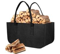 AiQInu Cesta de fieltro Cesta de leña, Plegable Cesta de Fieltro, 50x25x25cm Bolsa de Fieltro para Almacenar Leña de Chimenea y Más para Transportar Madera, Guardar Juguetes, Madera, Periódicos