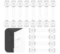 AiQInu Cierre Seguridad Cajones Bebe 12 Piezas, Seguridad Puertas Niños, Seguro Puertas Bebe para Armarios y Cajones - ABS Transparente para Cocina, Nevera y Muebles