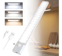 AiQInu Closet Light con sensor de movimiento, USB recargable LED Undercabinet Light, 30cm Dimmable Closet Lámpara con tira adhesiva magnética para la cocina, escaleras, pasillos