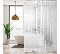 AiQInu Cortina de Ducha 200 x 200 cm, 3D Cortina de Baño EVA Antimoho, Impermeable 3D, Semitransparente Shower Curtain Lavable con 13 Ganchos