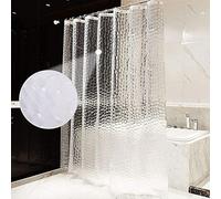 AiQInu Cortina de Ducha, Cortina de baño EVA antimoho, Impermeable 3D, Semitransparente, ecológica, Lavable, con 12 Ganchos antioxidantes (180 x 200 cm)