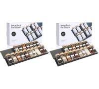 AiQInu Especiero para Cajones 4 Piezas, Organizador de Cajones de Especias, Estante Especias Extensible de 23 a 46 cm, para Almacenamiento de Cocina, Encimera, Armario, Estante (Paquete de 2)