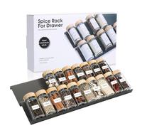 AiQInu Especiero para Cajones 4 Piezas, Organizador de Cajones de Especias, Estante Especias Extensible de 23 a 46 cm, para Almacenamiento de Cocina, Encimera, Armario, Estante