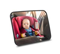 AiQInu Espejo Coche Bebé, Irrompible para Silla Trasera de Bebé Inastillable Bebe, 100% a Prueba de Roturas - Negro