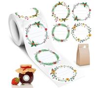 AiQInu Etiquetas Adhesivas Redonda, 200PCS 5CM Etiquetas Autoadhesivas Rollo con 4 Patrones Diferentes, Escriturable Pegatinas Decorativas para Mermelada, Sobre, Hecha Mano, Bolsa de Regalo