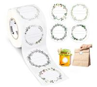 AiQInu Etiquetas Adhesivas Redonda, 500PCS 5CM Etiquetas Autoadhesivas Rollo con 4 Patrones Diferentes, Escriturable Pegatinas Decorativas para Mermelada, Sobre, Hecha Mano, Bolsa de Regalo