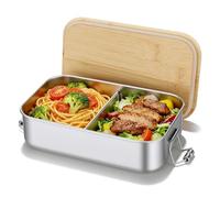AiQInu Fiambrera de Acero Inoxidable, 1000ML Fiambreras Comida Trabajo con Divisores, Sin BPA, Lunch Box Hermetica con Silicona, Bento Box para Trabajo, Escuela, Picnic
