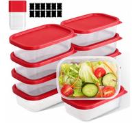 AiQInu Frasco rectangular hermético con tapa - Juego de 10 unidades, 520 ml cada una, sin BPA, contenedor para alimentos sellado al aire, apto para lavavajillas, Rojo