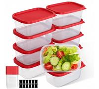 AiQInu Frasco rectangular hermético con tapa - Juego de 10 unidades, 710 ml cada una, sin BPA, contenedor para alimentos sellado al aire, apto para lavavajillas (Rojo)