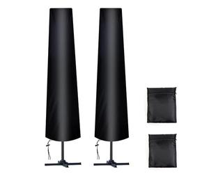 AiQInu Funda Sombrilla para Ø300 cm, 2 Piezas 210D Oxford Fabric Funda para Sombrilla de Playa Negra con Bolsa de Almacenamiento, Resistente a la Intemperie, Resistente a los Rayos UV