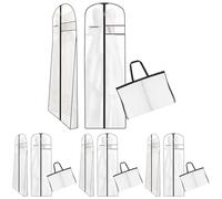 AiQInu Funda Vestido Novia, 180x60CM Plegable Fundas de Ropa Larga Antipolvo, Impermeable Humedad Bolsa de Traje con Cremallera para Vestido de Novia Esmoquin Falda Larga Ropa Abrigos (Paquete de 4)