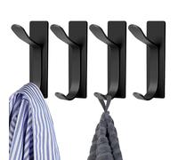 AiQInu Ganchos Adhesivos para Pared, Colgador Toalla Baño Acero Inoxidable, Colgadores Adhesivos Resistentes para Hogar - Negro