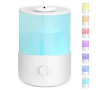 AiQInu Humidificador Ambiente, Humidificador de Aire 2.5L Top-Fill Ultrasonico, Difusor Aceites Esenciales con 7 Luces Nocturnas para Dormitorio, Plantas y Habitacion