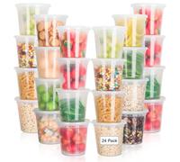 AiQInu Juego de 24 Tuppers Herméticos, 24 Oz (710 ml) Grandes Recipientes con Tapa, Apto para Congelador y Microondas, Sin BPA, para Almacenamiento y Comidas Familiares