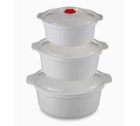 AiQInu Juego de 3 Boles para Microondas con Tapa de Válvula de Vapor, Redondo Recipiente Microondas sin BPA, Apto Lavavajillas, Para Comida Preparada, Calentar y Guardar Alimentos, Apilables