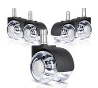 AiQInu Juego de 5 Ruedas Silla Oficina, 11x22mm Ruedas 360° para Sillas de Oficina, Montaje Sin Herramientas, Silencioso, Seguro, Duradero, para Parquet, Alfombras, Laminado y Azulejos