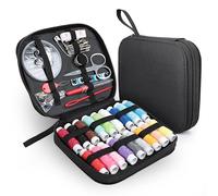 AiQInu Kit de Costura, Juego de costura con 86 accesorios de costura, Kit de costura para principiantes, viajeros, familiares y amigos, negro