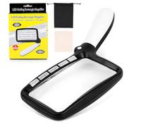 AiQInu Lupas de Gran Aumento con Luz, Lupa Rectangular con Luz, Lupas de Lectura Iluminada, Grande Lupa Lectura para Leer Libros con Luz 5 LED, 2 Modos de Atenuación