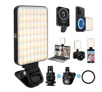 AiQInu Luz de Video para Móvil Magnético, 10 Niveles & 3 Modos, CRI>95%, USB-C Recargable, Pinza y Base 1/4" para Smartphone, Tablet, Portátil, Videollamadas, Vlogs
