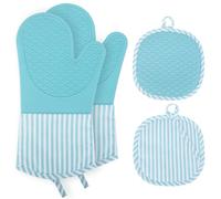AiQInu Manoplas Horno Silicona, Guantes Horno Resistentes Silicona Al Calor 230℃, Guantes Horno Cocina para Cocinar, Hornear y Asar A La Parrilla