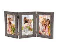 AiQInu Marco de Fotos Plegable para 3 Fotos 10x15 cm, Marcos de Fotos Múltiples, Marco de Fotos de Madera, Puede Colocarse Verticalmente Sobre una Mesa, para Bodas, Familia, Bebé