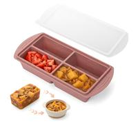 AiQInu Molde Para Caldo Y Puré, Bandeja De Silicona Para Congelador Con 4 Compartimentos Y Tapa HerméTica, Sin BPA, Para Comidas, Cubitos De Hielo Y PreparacióN De Comidas