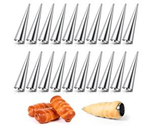 AiQInu Moldes de cuerno de crema 20 piezas,Molde de Acero Inoxidable de Cannoli Tubos Molde en Rollo Cono de Crema,croissants, cuerno, pastel para cannoli, cruasanes, helados